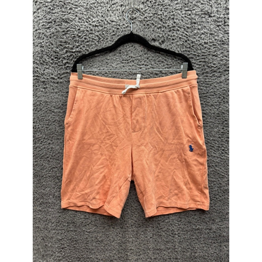 Polo Ralph Lauren Pony Logo French Terry Drawstring Shorts Orange Mens Size 34